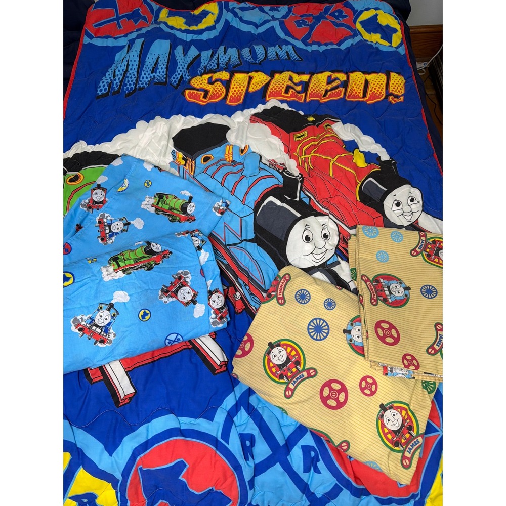 VTG 2008 Thomas & Friends "Maximum Speed" Crib/Toddler‎ Bedding Lot of 5 Train